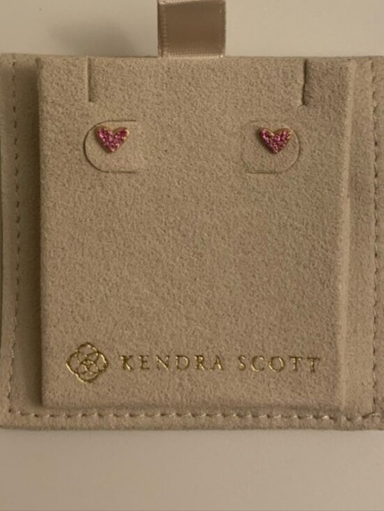 Kendra Scott Jewelry - Kendra Scott 14k Solid Rose Gold Pink Sapphire Heart Earrings